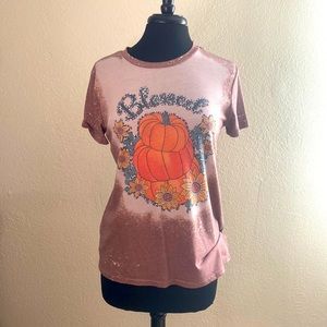 "Blessed" fall tee shirt pumpkin short sleeve